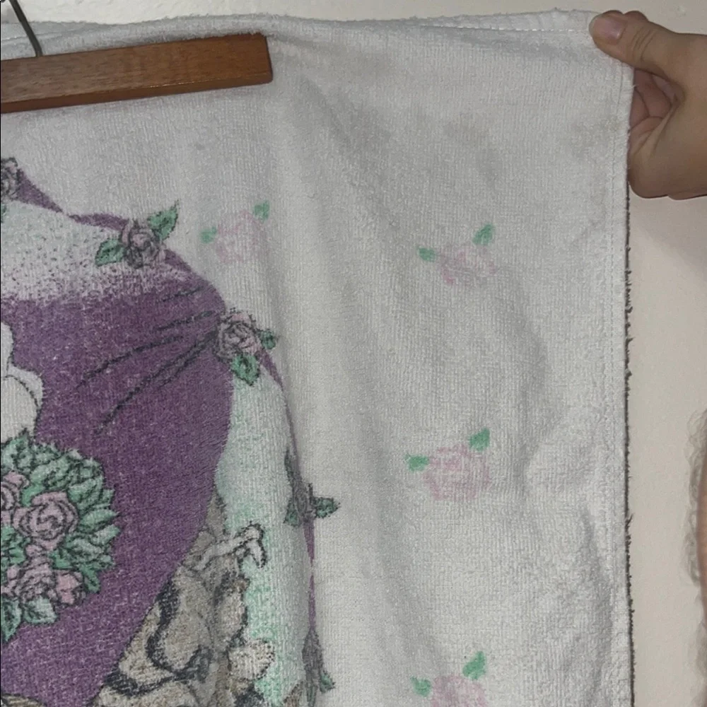 Vintage Disney beauty and the beast Towel with Purple and Green Accents